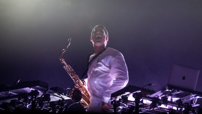 Big Gigantic performs Friday night at the Backyard Stage at the 2018 Firefly Music Festival at The Woodlands in Dover.