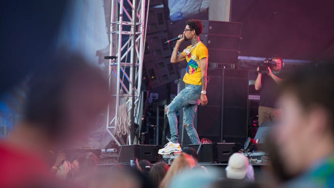 PnB Rock performs on the Backyard Stage during day 3 of Firefly Music Festival Saturday in Dover.