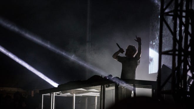 Martin Garrix performs on the Backyard Stage during day 3 of Firefly Music Festival in Dover.