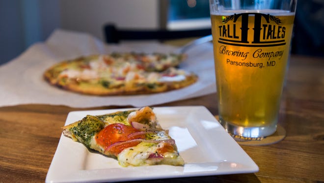 Abominable White IPA with shrimp pizza at Tall Tales in Parsonsburg.