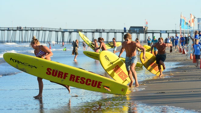 The Ocean City Beach Patrol Crew Competition was held on Sunday, July 30, 2017 on the beach near North Division Street in Ocean City, Md. 17 Crews that guard the beaches of Ocean City combined together to test their skills in a high-energy life-saving exhibition and competition.