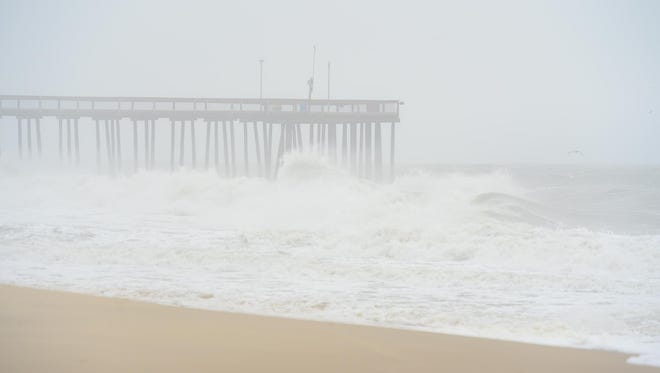 Low visibility and rough surf in Ocean City, Md. as Hurricane Maria is off the coast in the Atlantic Ocean on Wednesday, Sept. 27, 2017.
