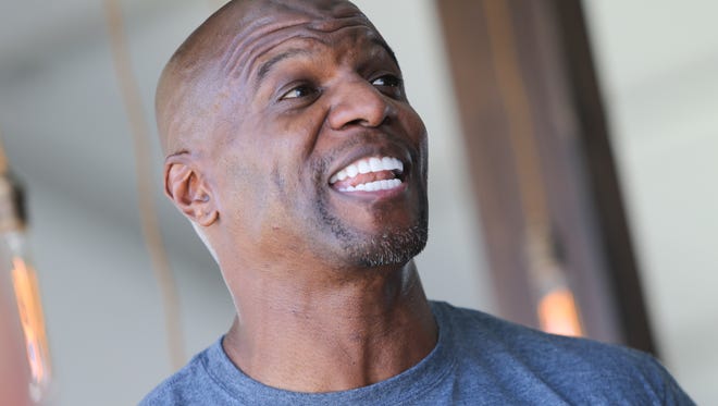Actor Terry Crews speaks to the media at Firefly Music Festival Saturday.