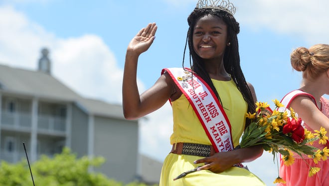 Sierra Hawkins, Jr. Miss Fire Protection Southern Maryland during the 2017 Maryland Fireman Association Parade held in Ocean City on Wednesday, June 21, 2017.