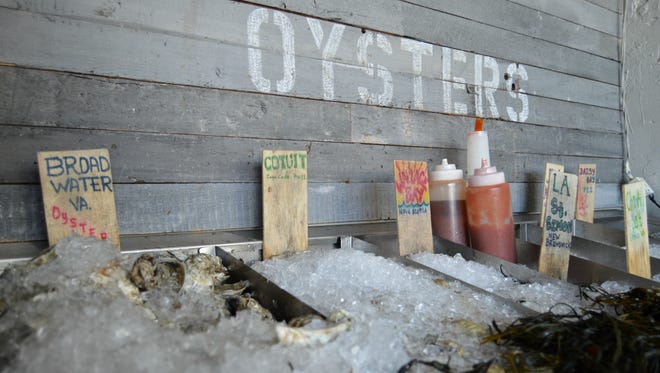 Henlopen City Oyster House in Rehoboth Beach serves eight varieties of oysters daily.