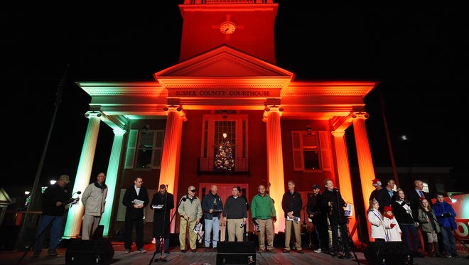 Sussex County courthouse was lit up for the Caroling event.