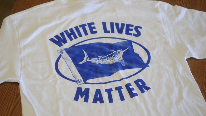 This shirt is being sold at the White Marlin Marina on Somerset Street near the Ocean City inlet.