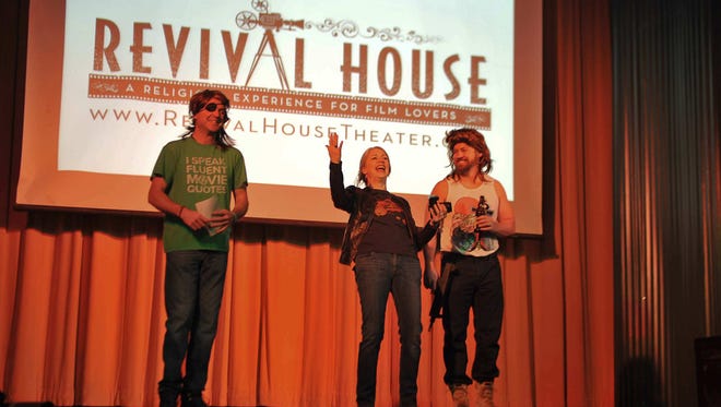 "Revival House" founders Dressed as their favorite Kurt Russell characters, Rob Rector, Erin Tanner and Rob Waters welcome the audience to a Revival House screening