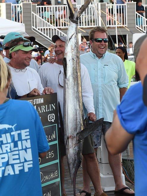 A 70 inch, 86 pound White Marlin was caught by angler Mike Donahue from Wilmington, Del. aboard the boat "Griffin" from Palm Beach, Fla. as Day 3 of the 44th Annual White Marlin Tournament in Ocean City brought in several White Marlin for the Leader Board as 2 days of fishing remain.
Special to the Daily Times / Chuck Snyder