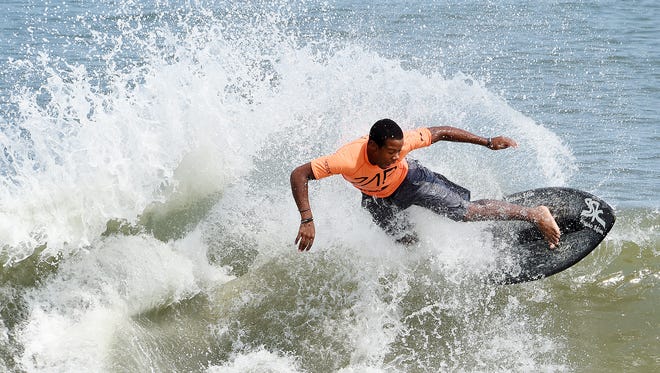 Leonardo Pareira compete's in the Jr.Mens Division as Dewey Beach was the site of the Zap Amateur Skimboarding World Championships held on Saturday & Sunday August 9th and 10th with over 200 competitors from around the world competing in several divisions for the honors.