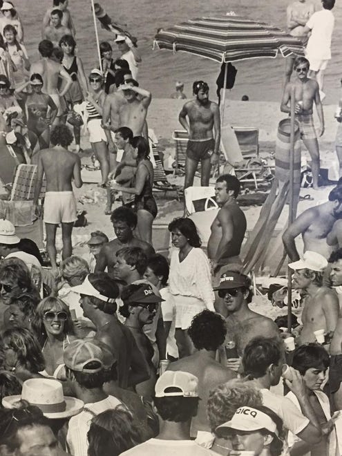 Last party of the summer, 1983: This crowd at Dewey Beach shuts down the summer on Labor Day Weekend. What's the most '80s thing about this? We say the dude with the hairy chest and short shorts, dead center.