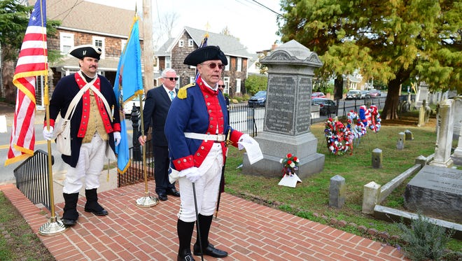 The Delaware Society, Sons of the American Revolution, Caesar Rodney Chapter holds a grave marking and memorial service for local Revolutionary War patriots on Saturday, Nov. 4 at the Lewes Presbyterian Cemetery in Lewes, Del.