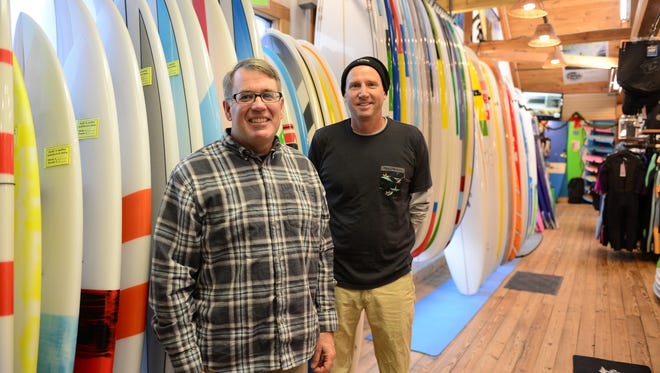 Mark Pugh and Chris Shanahan, co-owners of K-Coast Surf Shop, are pictured in Ocean City.