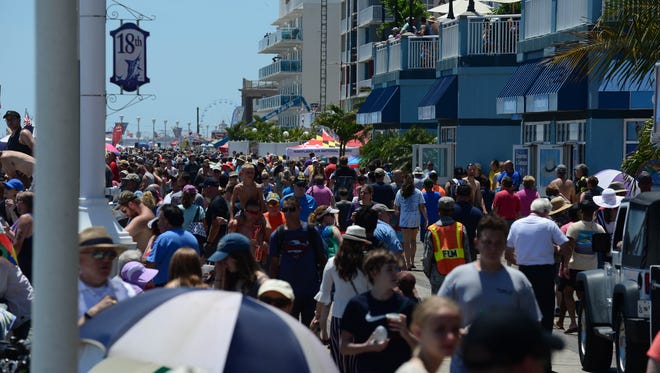 Crowds pack the boardwalk during the 2018 Ocean City Air Show on Saturday, June 16, 2018