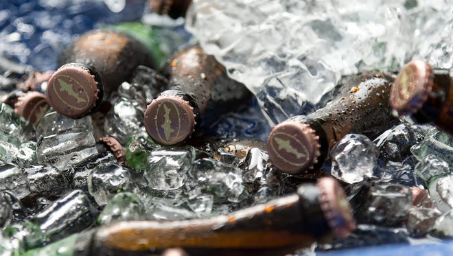 Dogfish Head brews sit on ice at the Bike & Hike event at Hagley Museum in Wilmington.