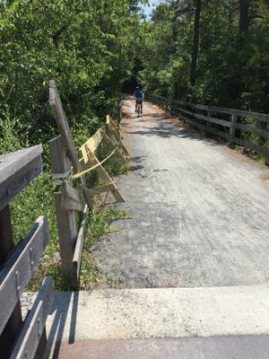 Damaged fencing on the Junction & Breakwater Trail is scheduled to be repaired as part an improvement project.