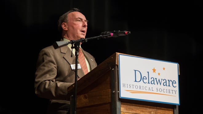 Interim Chief Executive Officer of the Delaware Historical Society David Fleming speaks at the 2018 Delaware History Makers Award & Celebration at the Queen Thursday night.