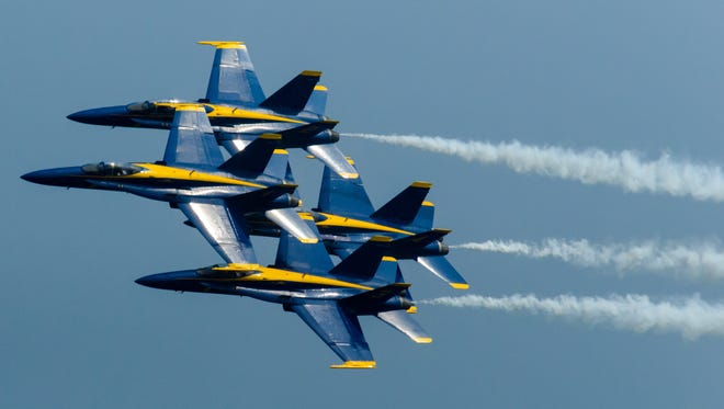 The Blue Angels perform during the Ocean City Air Show on Sunday afternoon.