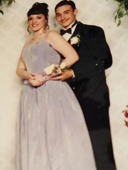 Tiffany (Aument) Ayars and Nick Edwards at Padua's 1998 junior prom. Ayars is the daughter of Rosemary and Ralph Aument.