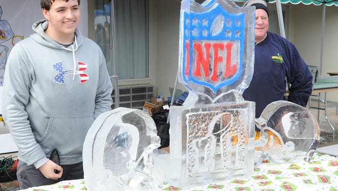 The Super Bowl-themed ice sculpture fit the chilly weather of the annual plunge for Special Olympics Delaware on Sunday, Feb. 5.