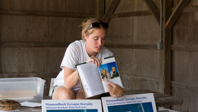 Interpretive Programs Manager Laura Scharle leads a Terrapin Talk in 2007.