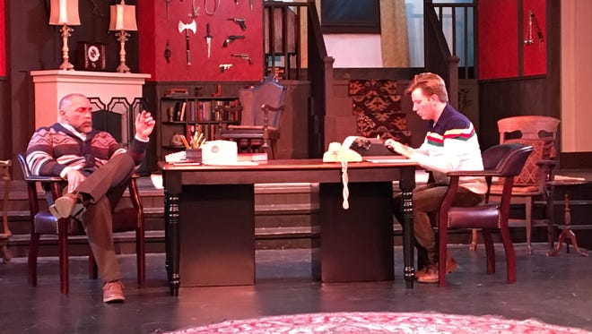 Andrew Criss, left, and David Button star in Clear Space Theatre Company's production of "Deathtrap," a mystery by Ira Levin.