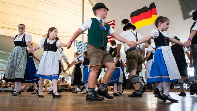 Children perform Bavarian dances as part of afternoon entertainment at the 2017 Delaware Saengerbund Oktoberfest in Newark.