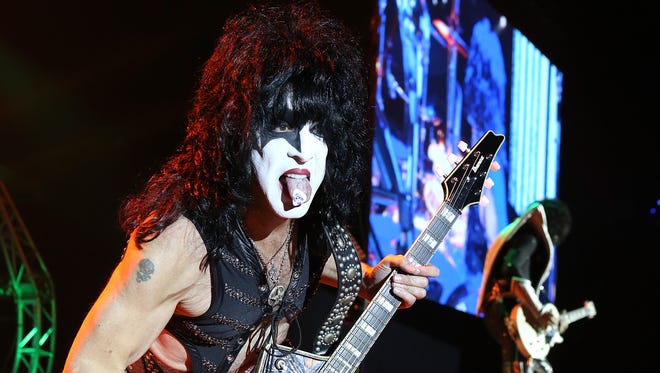 Paul Stanley of KISS performs during the opening show for the Australian leg of the band's 40th anniversary world tour at Perth Arena on Oct. 3, 2015, in Perth, Australia.