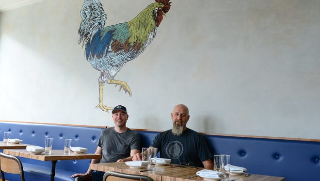 The Blue Hen Co-owners Joe Baker and Chris Bisaha at their new restaurant located in Rehoboth Beach. Monday, March 27, 2017.