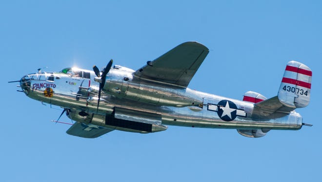 The B-25 Mitchell "Panchito" flys over 16th Street in Ocean City during the Ocean City Air Show on Saturday, June 18.