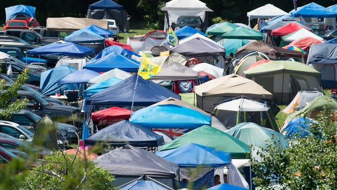 View of tents in the camping area at the Firefly Music Festival in Dover.