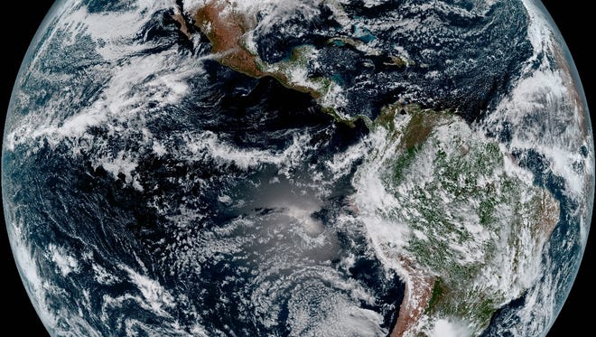 This composite color full-disk visible image is from 1:07 p.m. ET on Jan. 15, 2017, and was created using several of the 16 spectral channels available on the GOES-16 Advanced Baseline Imager (ABI) instrument. The image shows North and South America and the surrounding oceans. GOES-16 observes Earth from an equatorial view approximately 22,300 miles high, creating full disk images like these, extending from the coast of West Africa, to Guam, and everything in between.