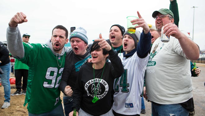 Eagles fans begin their tailgating early Sunday morning as they prepare for the Philadelphia Eagles to take on the visiting Minnesota Vikings in the NFC Championship game at Lincoln Financial Field.