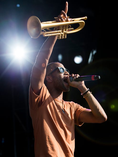 Trombone Shorty & Orleans Avenue perform on the Backyard Stage at the Firefly Music Festival in Dover on Sunday evening.
