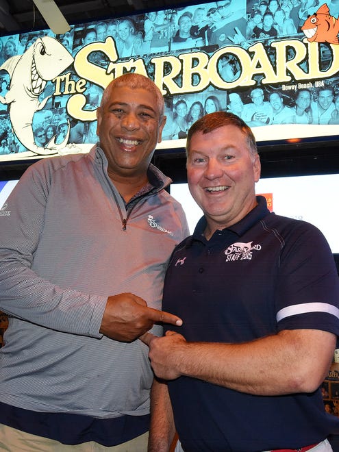 Steve "Monty" Montgomery co-owner of the Starboard in Dewey Beach with Head Doorman Keith Warren at his establishment along Coastal Highway and Saulsbury Street.
Special to the News Journal / CHUCK SNYDER