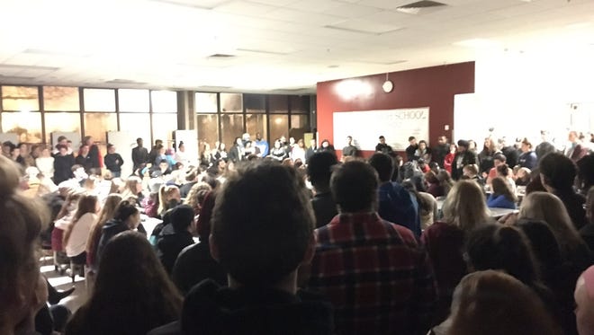 Students, faculty and community members packed the Concord High School cafeteria Sunday to remember teacher Thom LaBarbera, who passed away over the weekend.