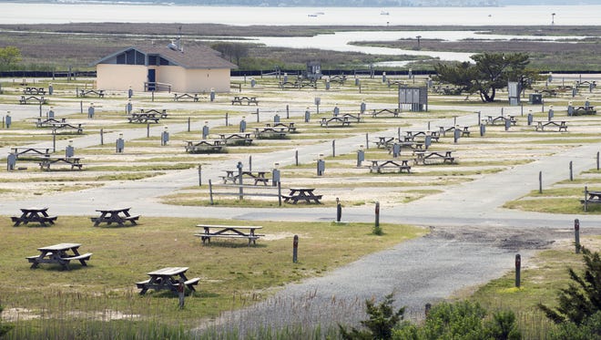 This 2014 file photo shows the Delaware Seashore State Park campgrounds on the south side of Indian River Inlet.