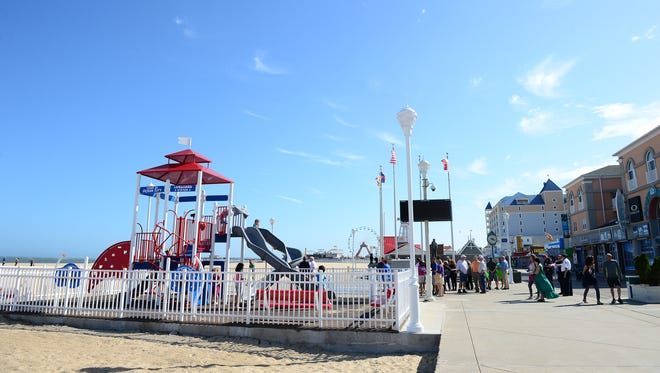 Ocean City's Mayor and Town Council held a ribbon cutting ceremony on Monday, May 1,2017 to formally open Maryland's first Boardwalk Playground.