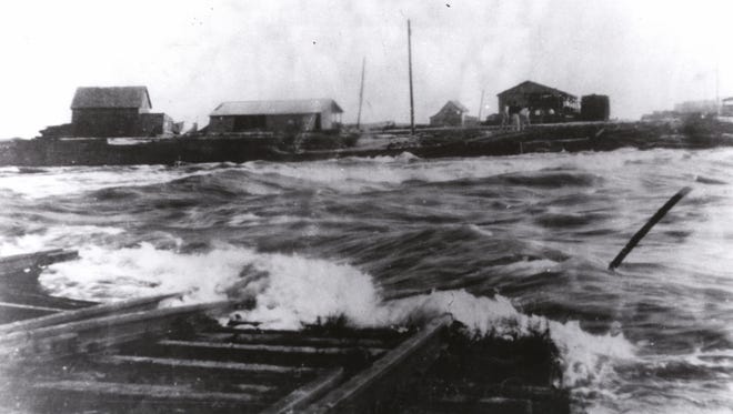 The railroad track leading from Ocean City to the fish camps on Assateague during the 1933 storm.