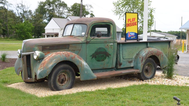 A 1940 Ford Truck sits out side of Stockley's Tavern, Georgetown, DE.