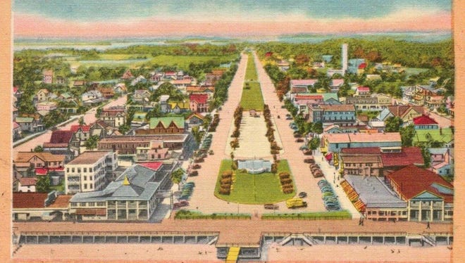 Ariel view of Rehoboth Avenue postcard.