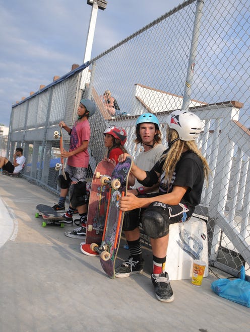 A momentary rest for some skaters at the Ocean Bowl Skate Park in Ocean City.