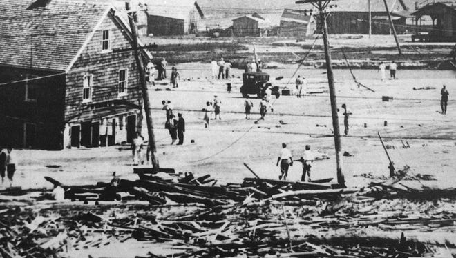 Storm damage in the area of the present day Ocean City Inlet.
