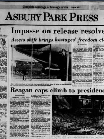 1981: Reagan caps climb to presidency.