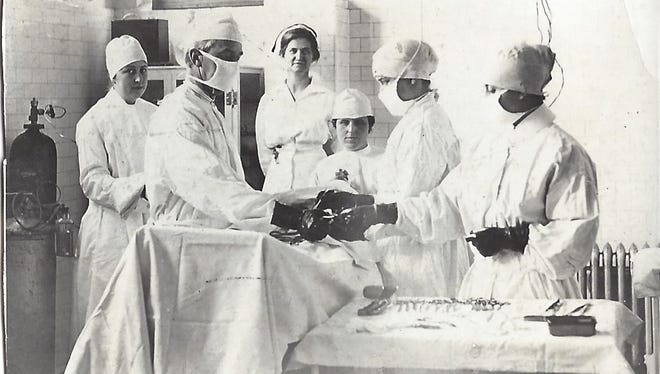 A historic photo of PRMC's operating room.