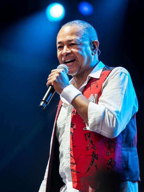 Earth, Wind, and Fire performs on the Backyard Stage at the Firefly Music Festival on Sunday.