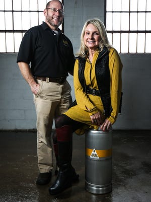 Jeffrey Cheskin and Terri Sorantino, founders of Liquid Alchemy Beverages, are seen in thee future home of their meadery near Elsmere. The pair hope to have the state's first meadery up and running close to Valentine's Day.