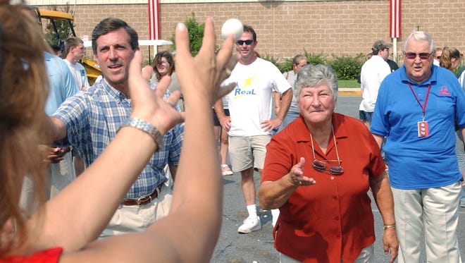 2006: Then-governor Ruth Ann Minner joins in an egg toss with 4Hers and then-Lt. Gov. John Carney. See more vintage images of the Delaware State Fair.