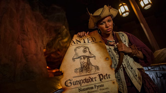 Pirates of the Caribbean gets a Halloween makeover this year with the introduction of Gunpowder Pete, a live actor inserted among the animatronic buccaneers.