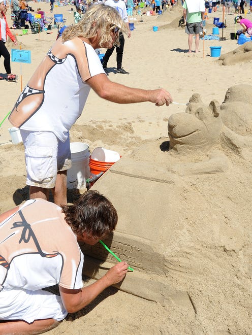 Larry Watkins and Dave Bobal from Seaside Heights, NJ "The Bikini Boys" work on their creation as Great weather had many beach artists attend the Rehoboth Beach-Dewey Beach Chamber of Commerce's Annual Sandcastle Contest held on the beach at Brooklyn Avenue in Rehoboth Beach on Saturday September 9th.
Special to the Daily Times / CHUCK SNYDER